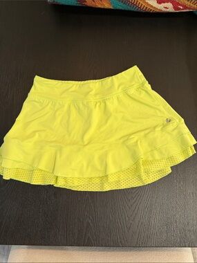Lija Neon Yellow Athletic Ruffle tennis Skirt